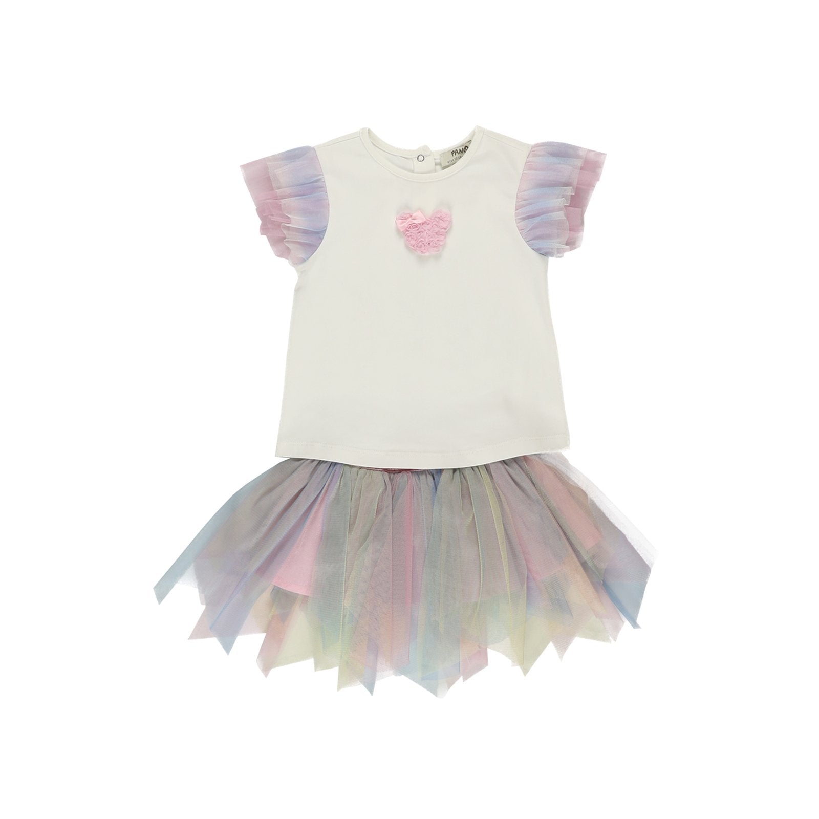 Set 2 piese: tricou si fusta tutu PANCO - Rainbow, Multicolor, pentru fetite