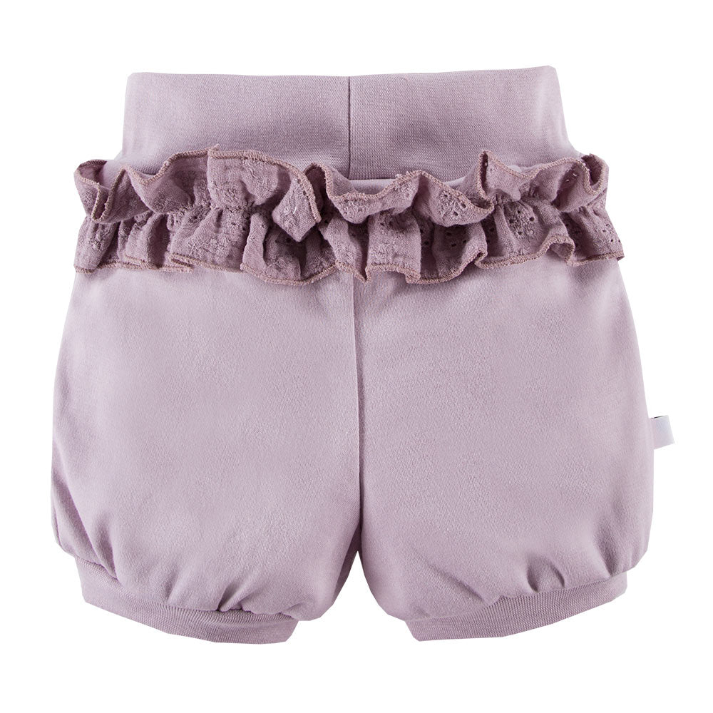 Pantaloni scurti bufanti cu volan in talie, EEVI - Botanic, Mov, pentru fetite