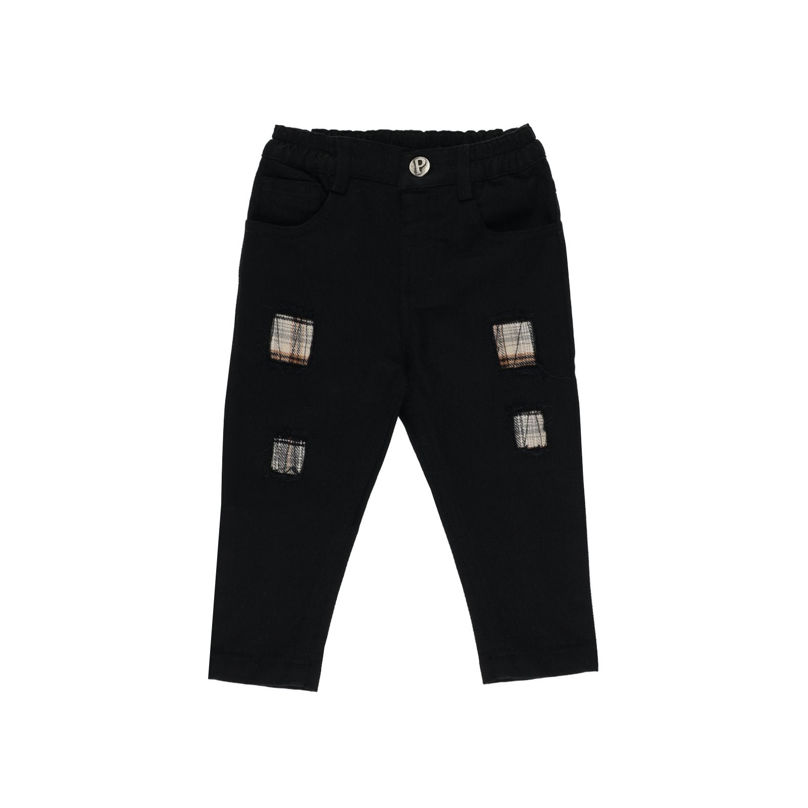 Pantaloni rock cu patchuri crem PANCO - Road Legend, Negru, pentru baietei