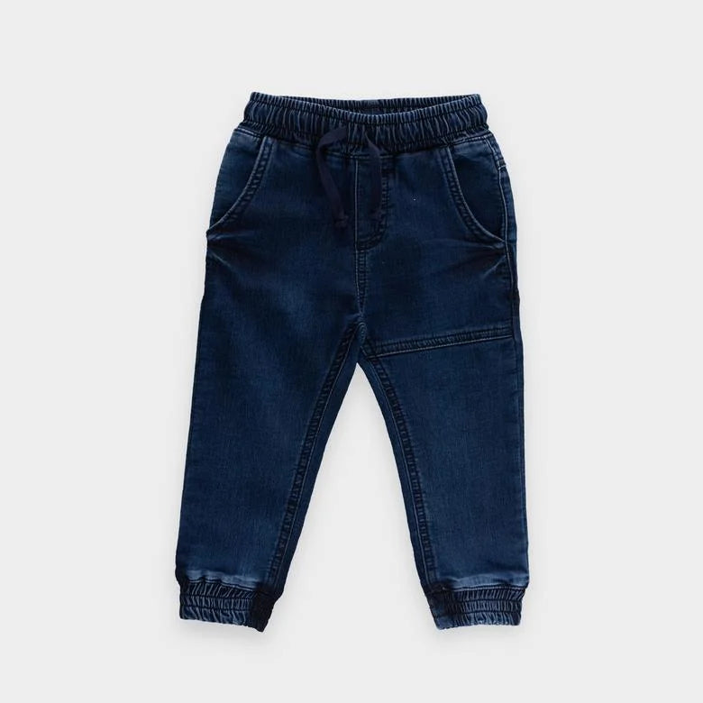 Blugi jogger cu elastic la glezna PANCO - Gaming Mode, Bleumarin Denim, pentru baietei