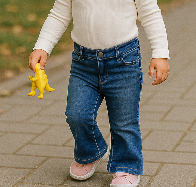 Blugi evazati PANCO - Angels, Bleumarin Navy, pentru fetite