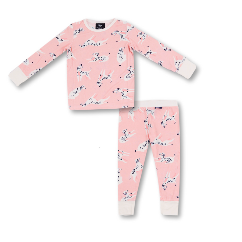 Pijamale 2 piese, material din bambus, ZIPSTER - Dalmatians, Roz pal, pentru fetite