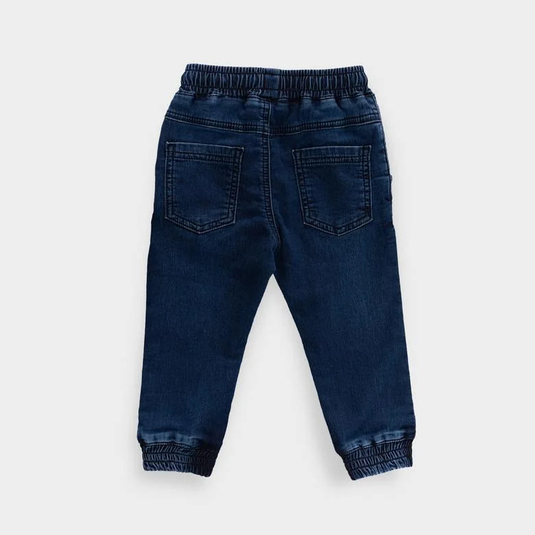 Blugi jogger cu elastic la glezna PANCO - Gaming Mode, Bleumarin Denim, pentru baietei