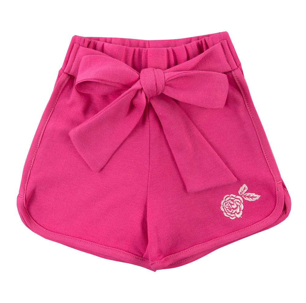 Pantaloni scurti cu funda in talie, EEVI - Peony, Roz, pentru fetite