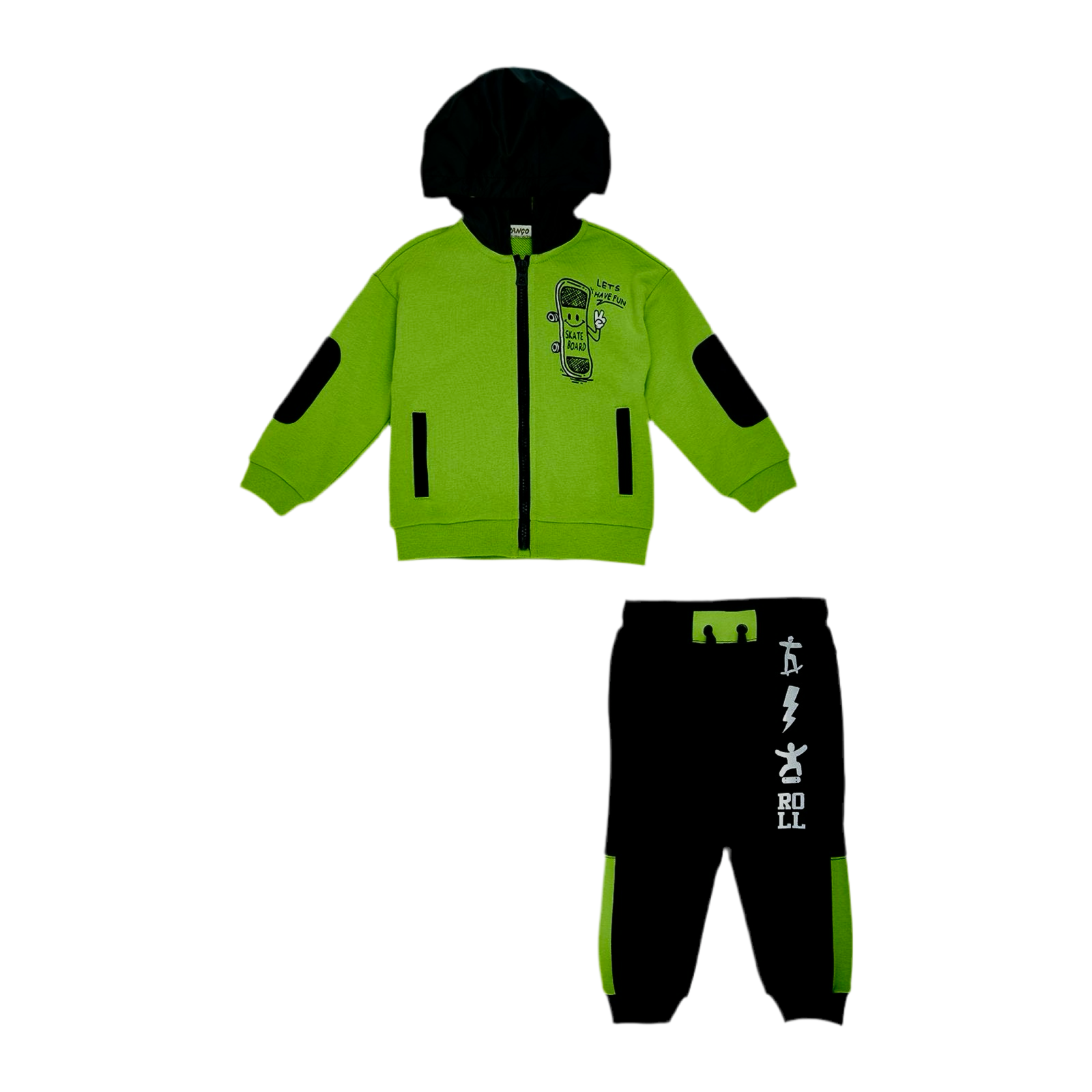 Set 2 piese sport, hanorac si pantaloni PANCO - Natural Power, Verde & Negru, pentru baietei