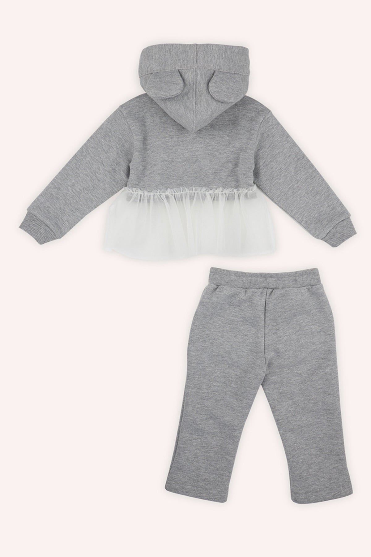 Set de trening 2 piese: bluza cu gluga si urechi, cu tull, si pantaloni, PANCO - Little Ballerina, pentru fetite