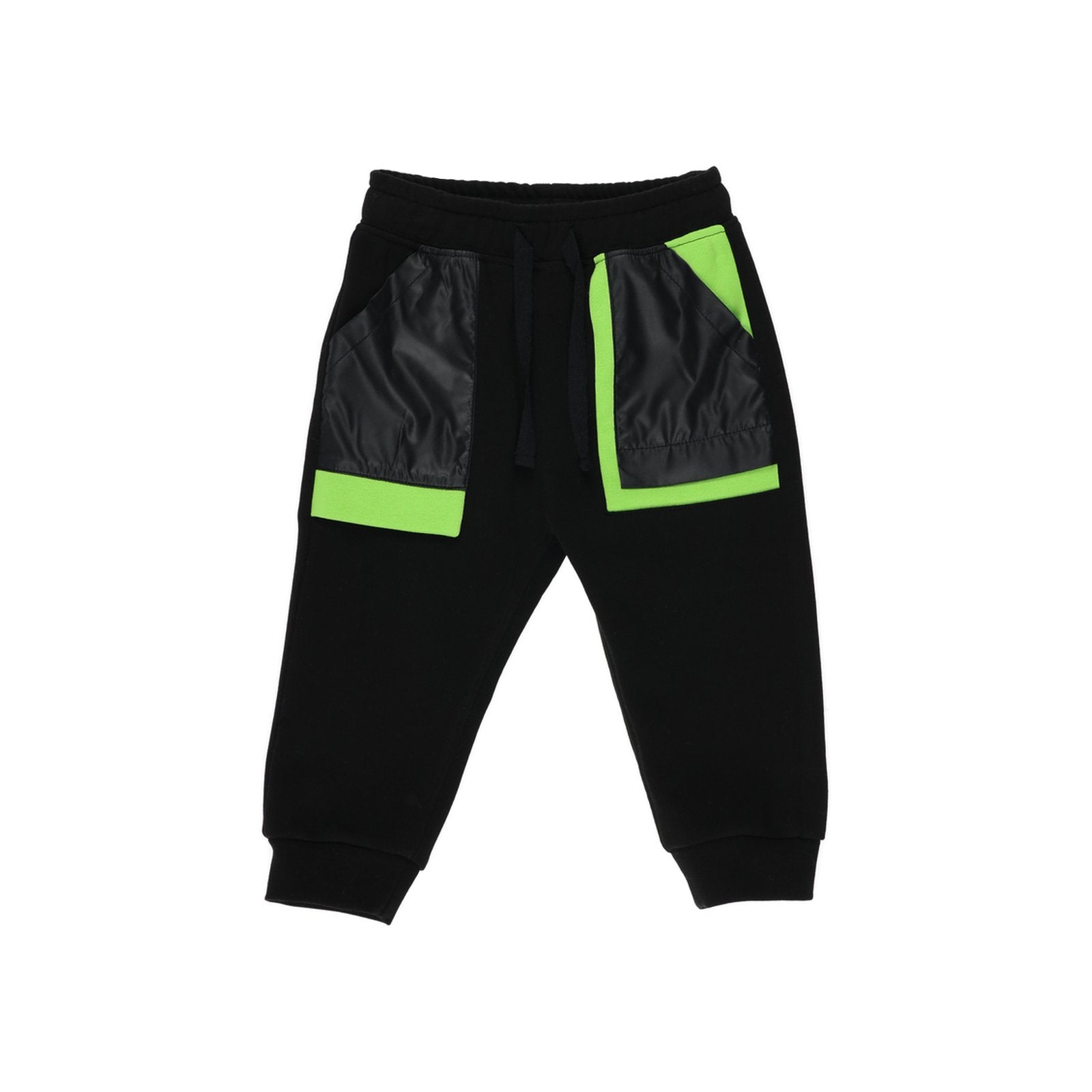 Pantaloni sport cu buzunare Verde Fosforescent PANCO - Natural Power, Negru, pentru baietei