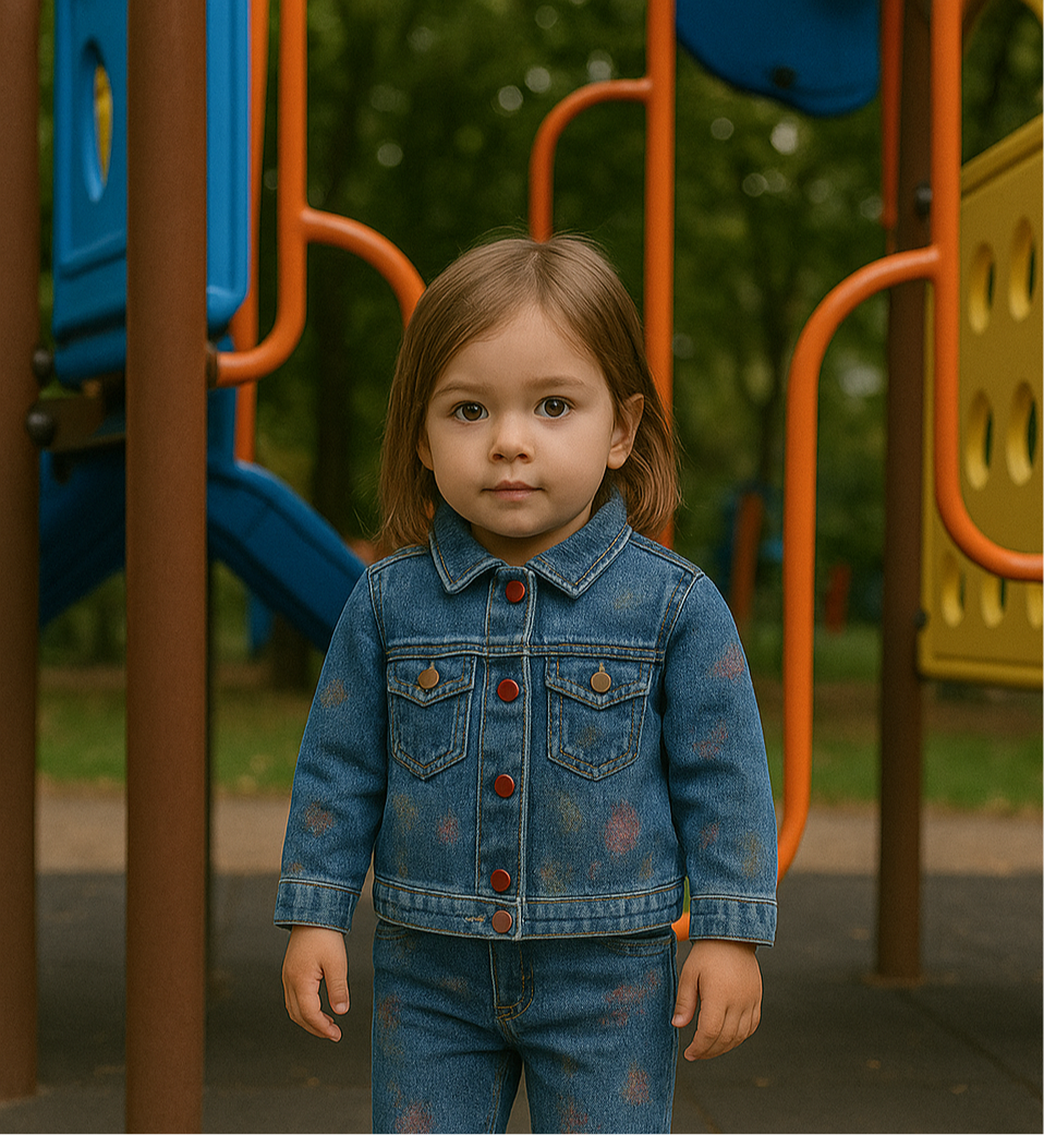 Geaca de blugi cu nasturi rosii, PANCO - It`s Our Nature, Albastru, pentru fetite