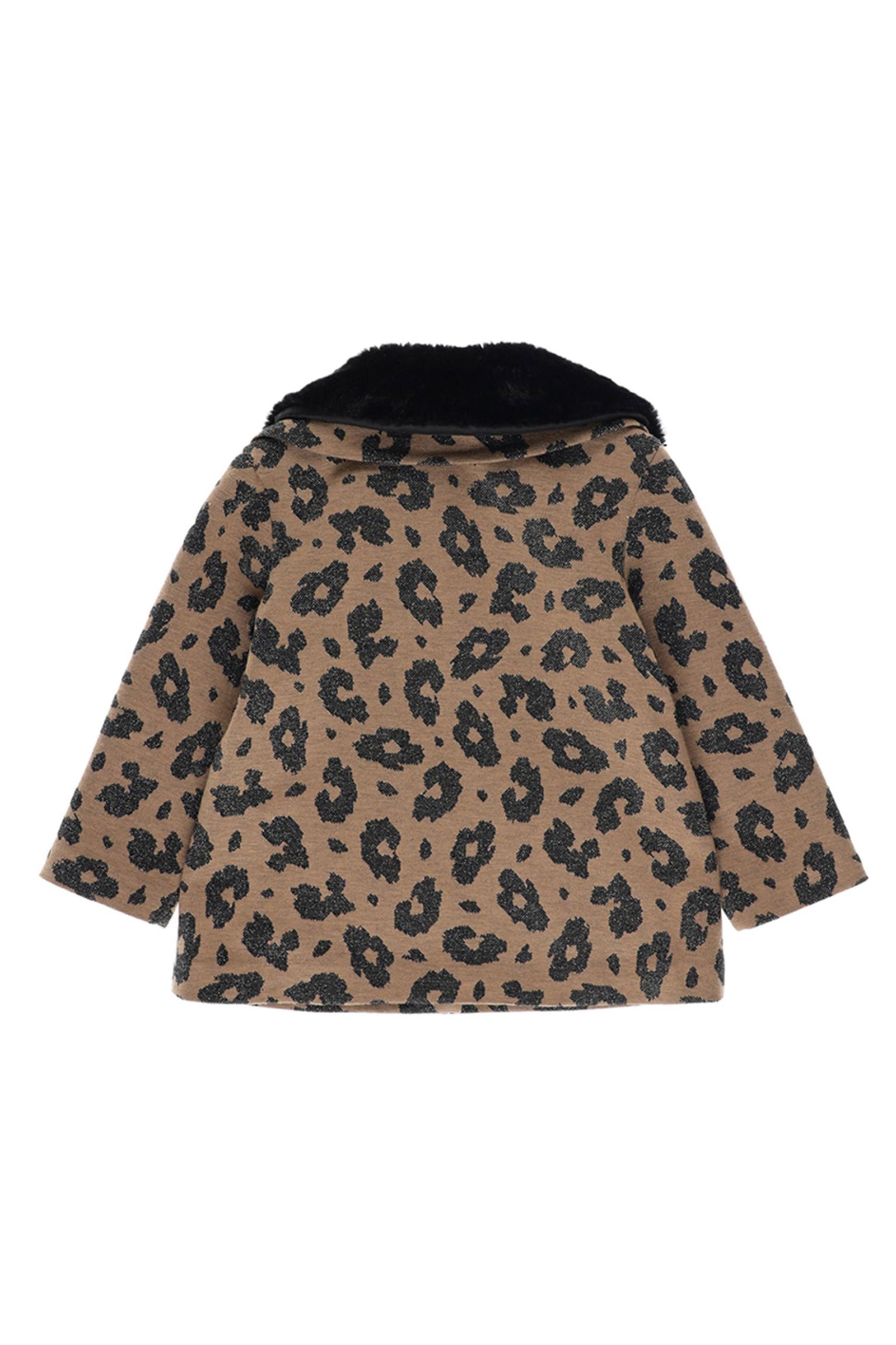 Palton elegant cu blanita, PANCO - Chic, Maro - Animal Print, pentru fetite