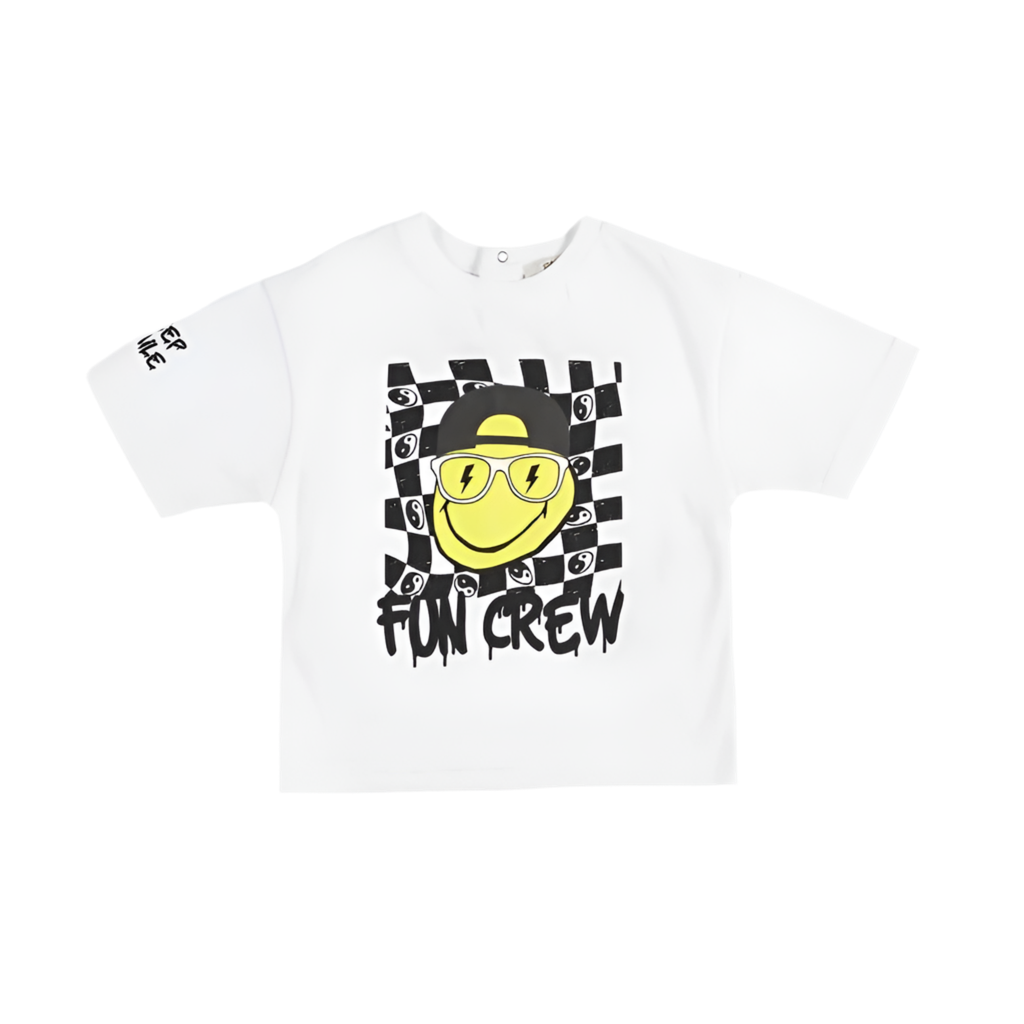 Tricou Fun Crew PANCO - Feeling Good, Alb si Negru, pentru baietei