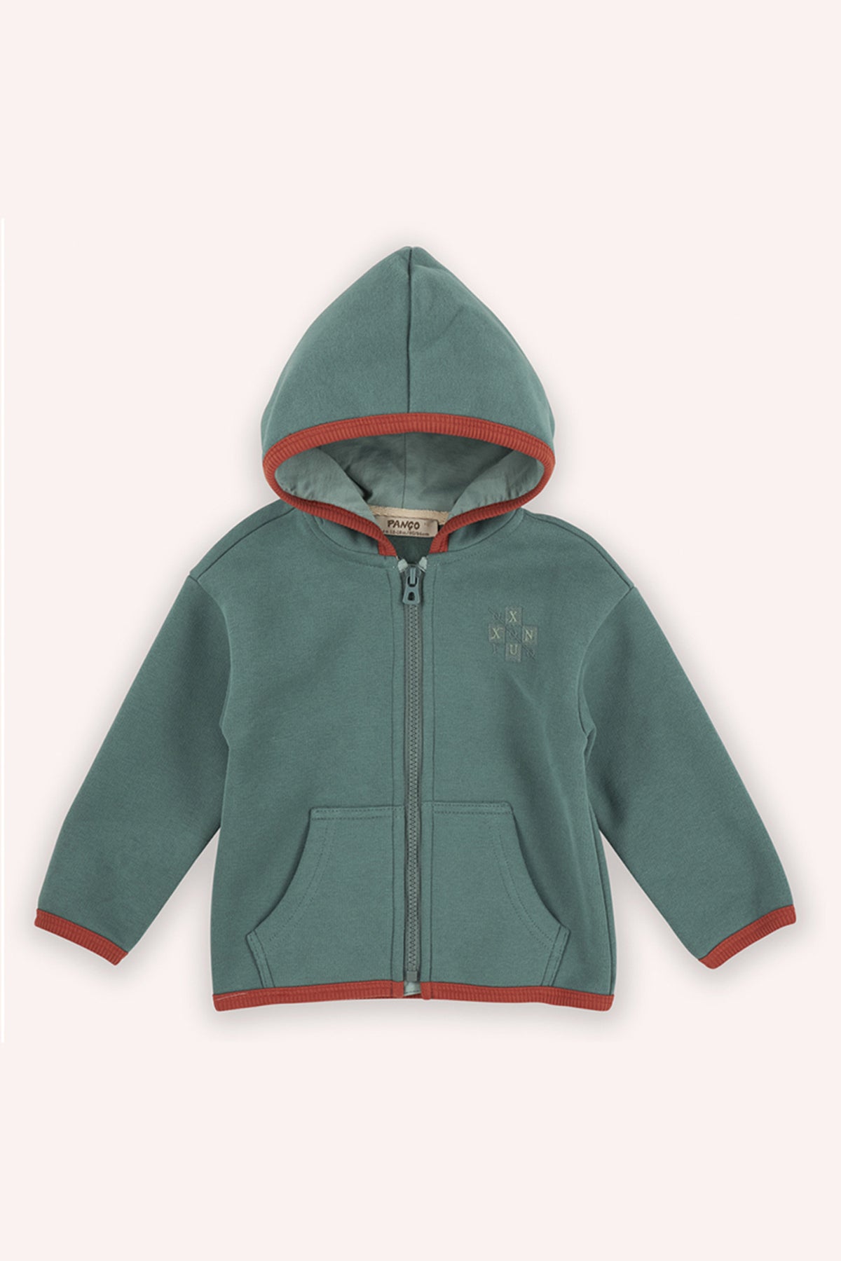 Hanorac gros din fleece, cu gluga si fermoar, PANCO - Retro Journey, Verde, pentru baieti