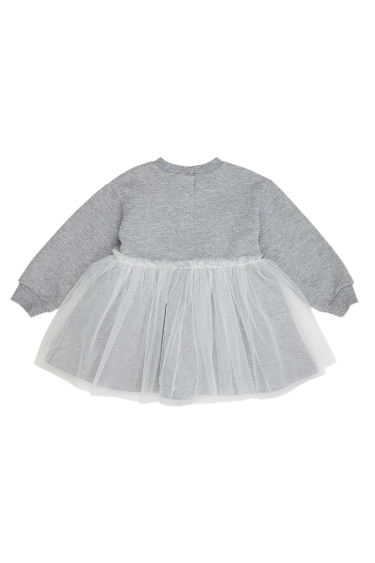 Rochie cu maneca lunga si iepuras, cu tull, PANCO - Little Ballerina, Gri Melanje, pentru fetite