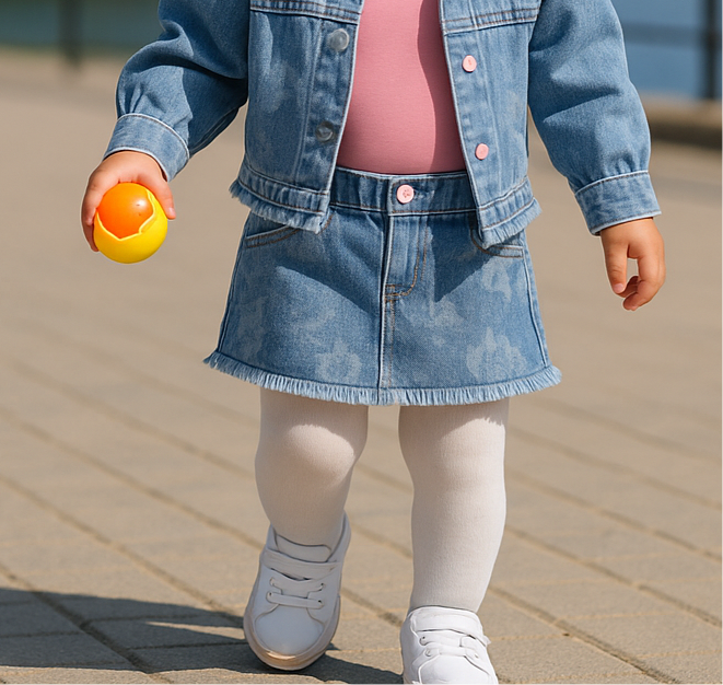 Fusta de blugi cu elastic in talie PANCO - Stella, Albastru Denim, pentru fetite