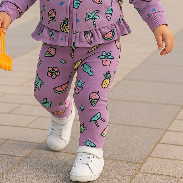 Colanti cu modele multicolore PANCO - Surf Up, Violet, pentru fetite