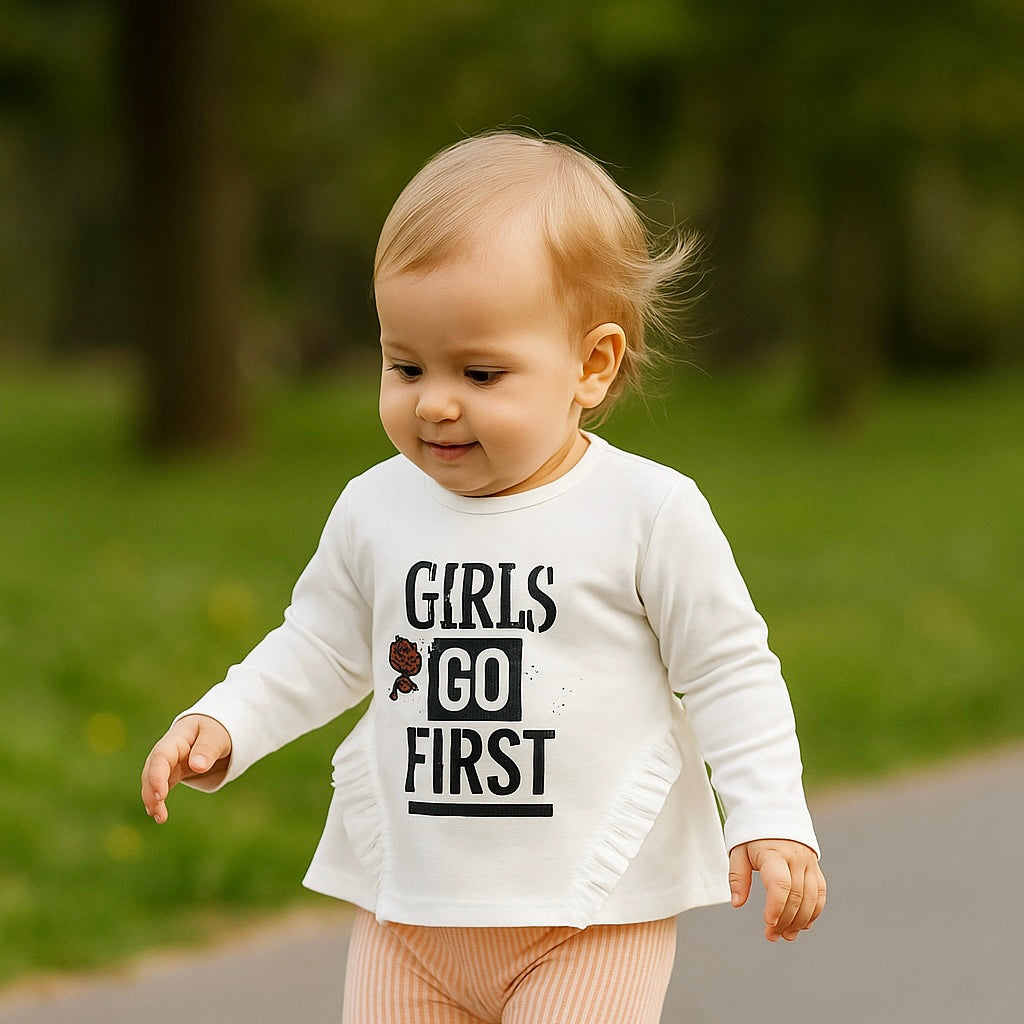 Bluza subtire cu volanase, PANCO - Angels, Ecru, pentru fetite