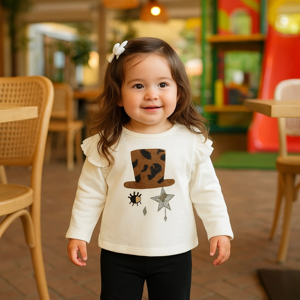 Bluza subtire cu maneca lunga  PANCO - Chic, Ecru, pentru fetite