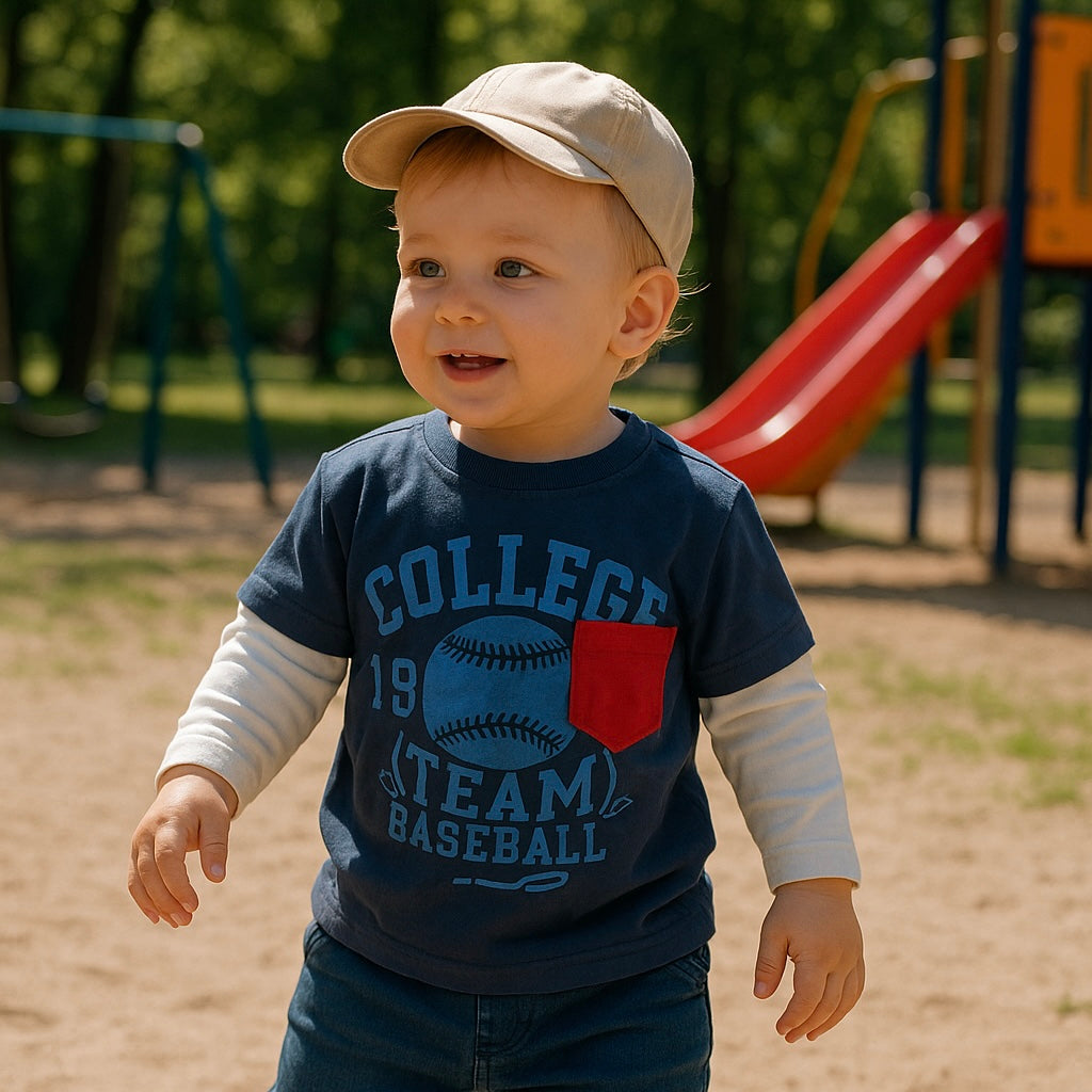 Bluza subtire cu maneca lunga si imprimeu PANCO - Athletic Team, Bleumarin, pentru baietei