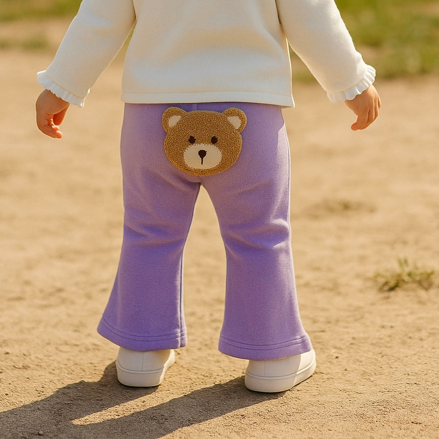Colanti evazati cu ursulet aplicat PANCO - Cute Bear, Mov, pentru fetite