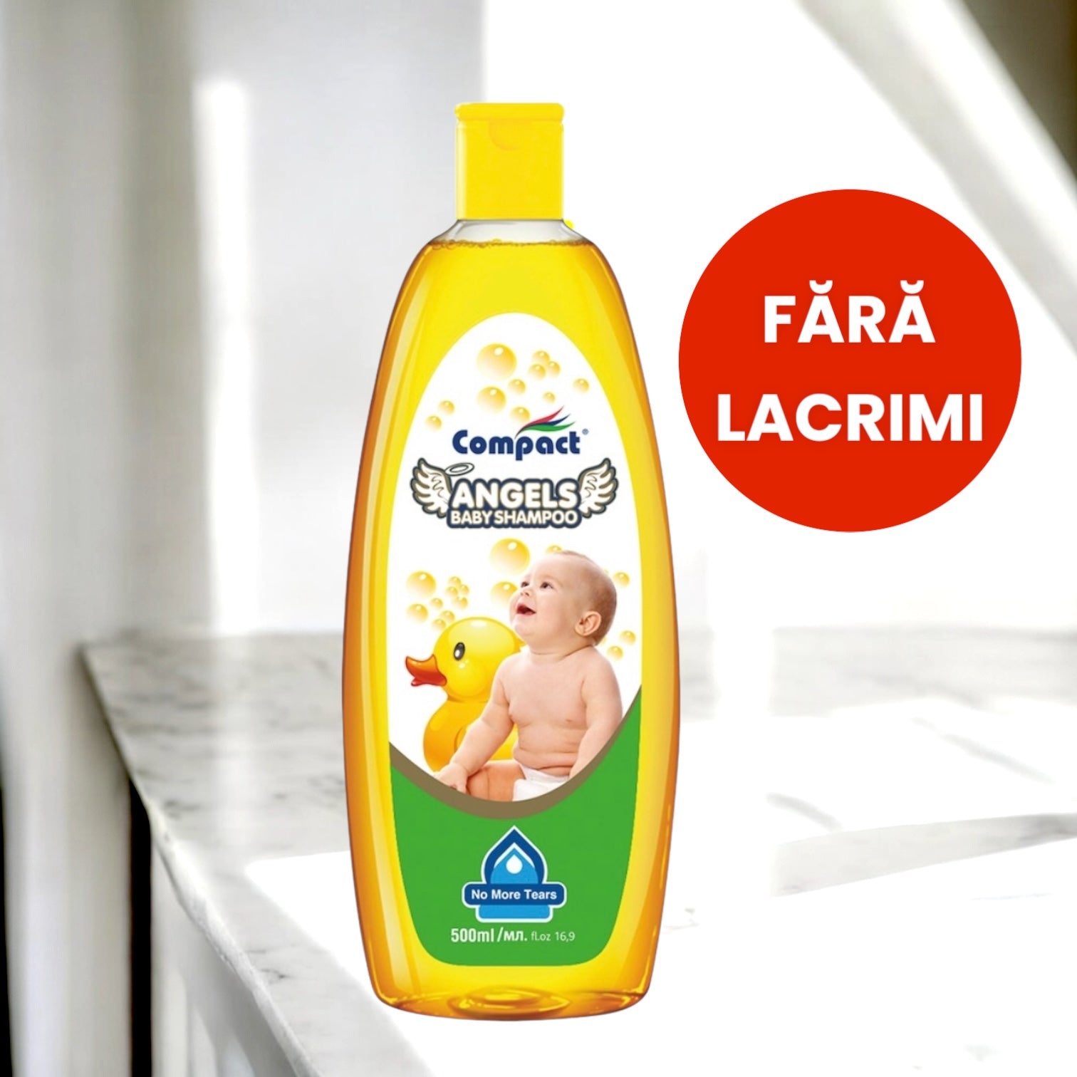 Sampon delicat Fara Lacrimi, ANGELS Baby 0+, Fara Parapeni, 0% Alcool,Testat Dermatologic, pentru bebelusi, 500 ml