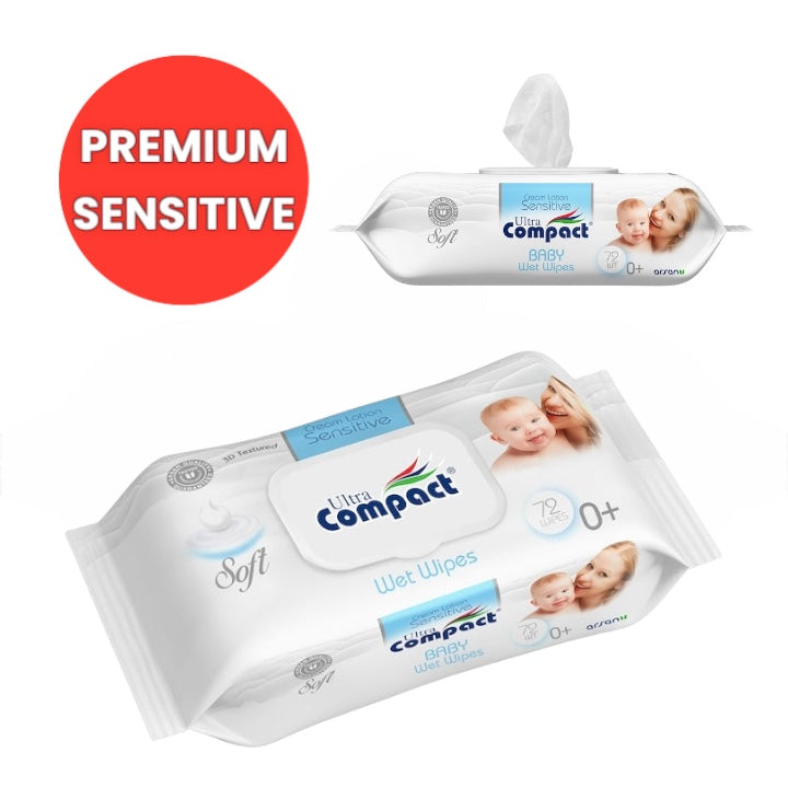 Servetele umede premium cu capac - Compact - Cream Sensitive, 0% alcool și parabeni, pentru bebelusi, 72 buc