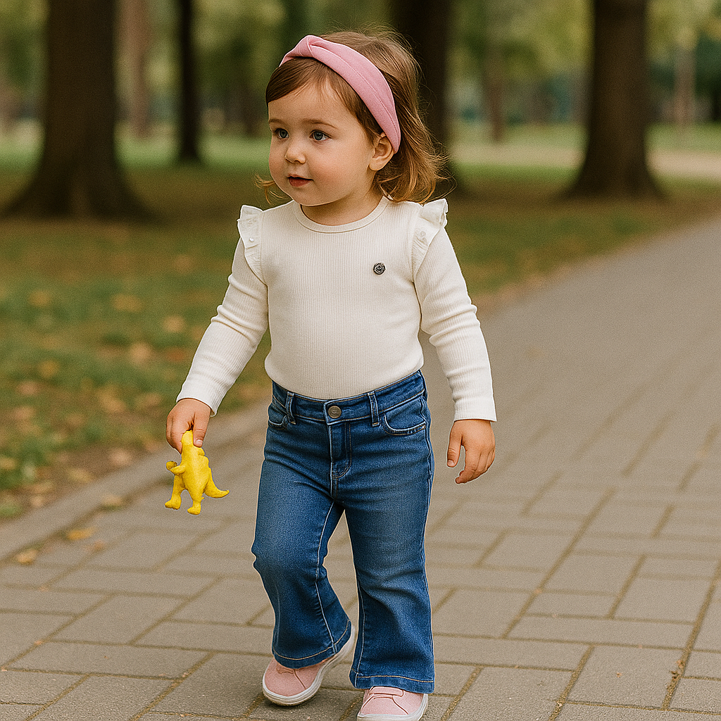 Blugi evazati PANCO - Angels, Bleumarin Navy, pentru fetite