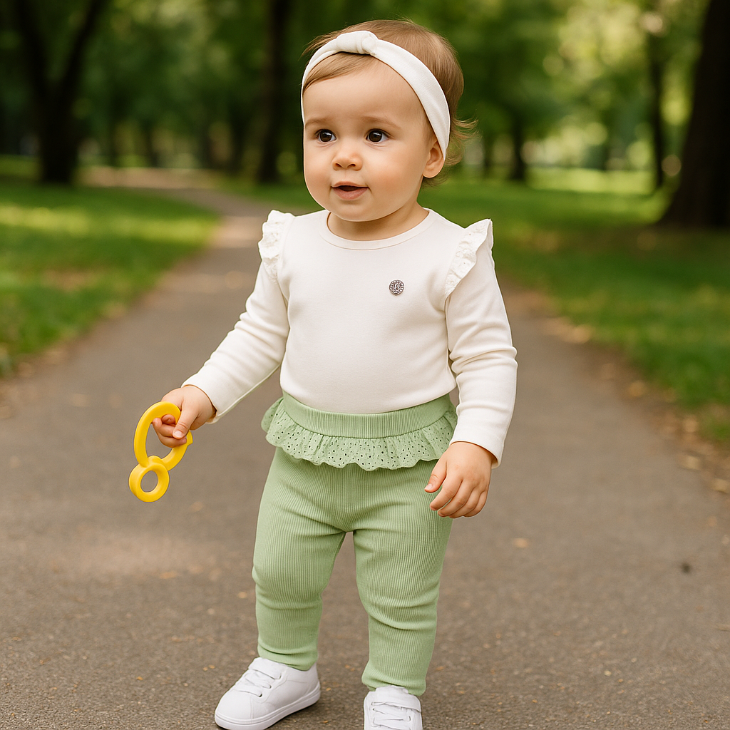 Colanti cu volan din dantela PANCO - Essential, Mentă, pentru fetite