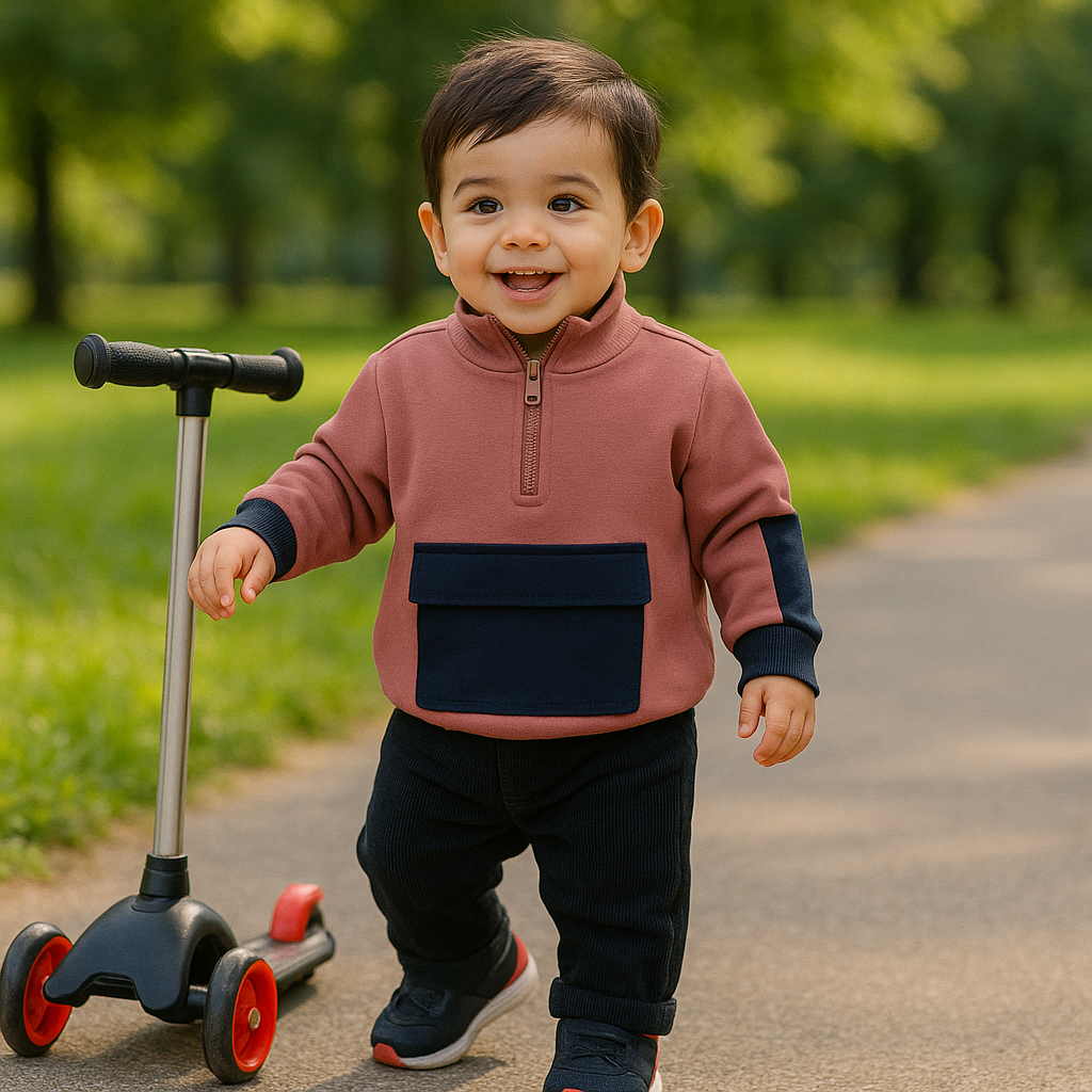 Bluza sport cu fermoar si buzunar negru Color Block, PANCO - Let`s Explore, Rose, pentru baietei