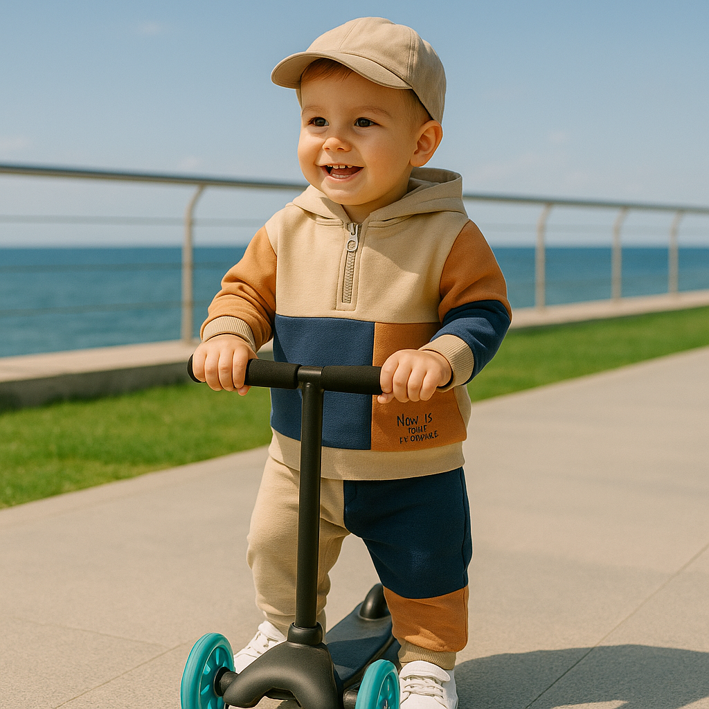 Set 2 piese sport, hanorac si pantaloni PANCO - Moments, Bej, pentru baietei