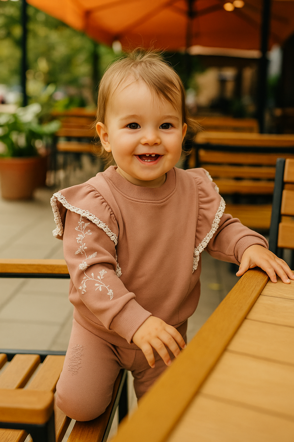 Bluza groasa cu maneca lunga si volanas, PANCO - My Roots, Roz Pal, pentru fetite