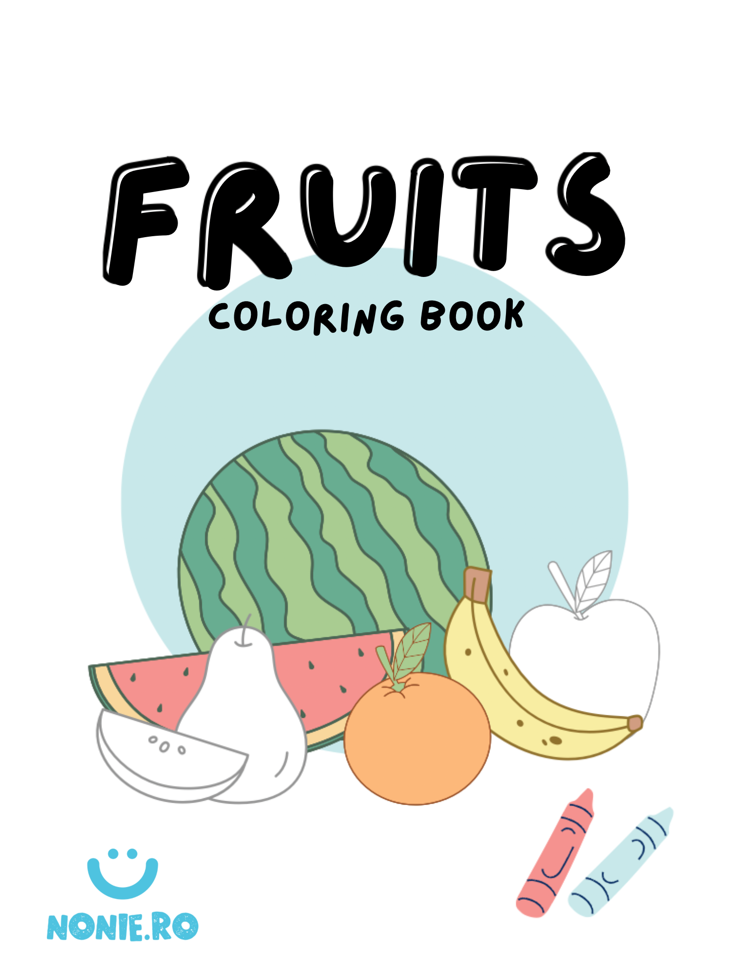 Carte de colorat digitala - Fruits (Versiune in Limba Engleza), 21 pagini, NONIE