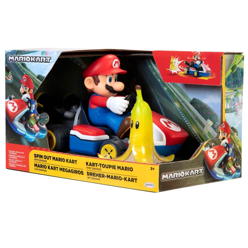 Super Mario Kart - SET Masinuta Mario Kart + Figurina si banana, 6.5 cm, 1 buc