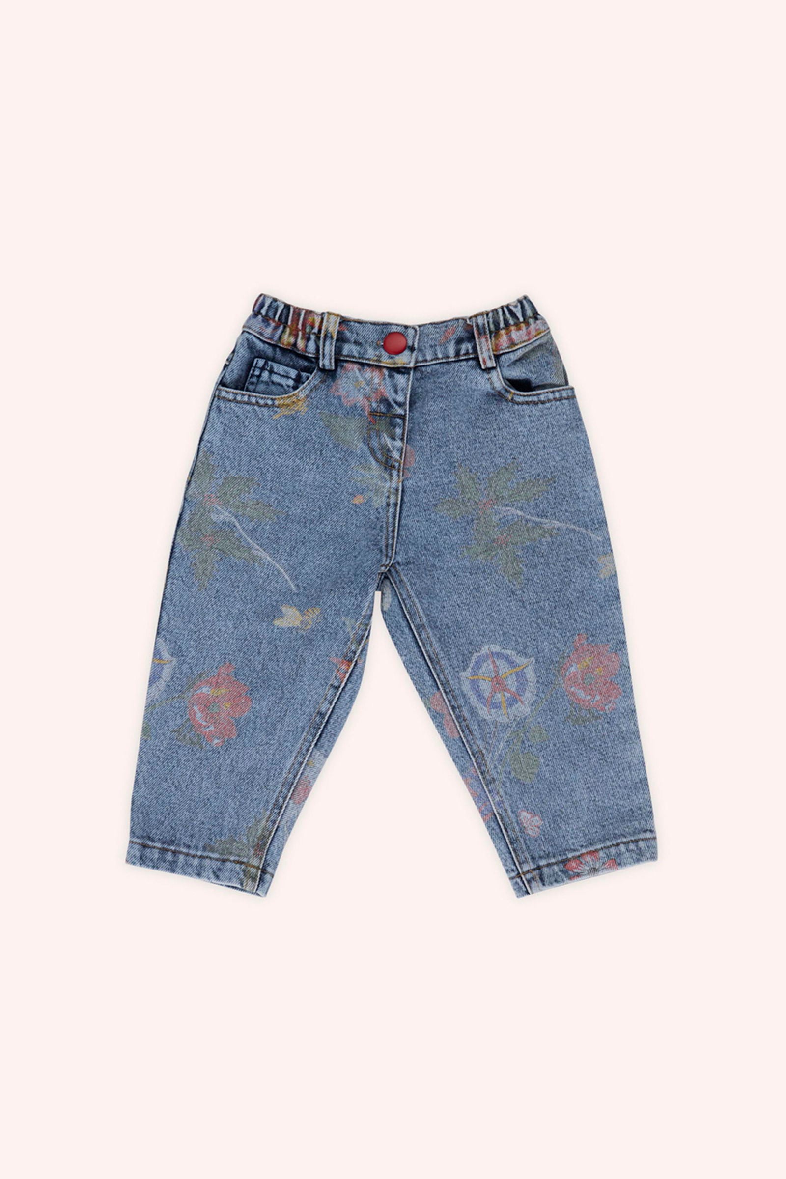 Blugi cu elastic in talie, PANCO - It`s Our Nature, Albastru Denim, pentru fetite