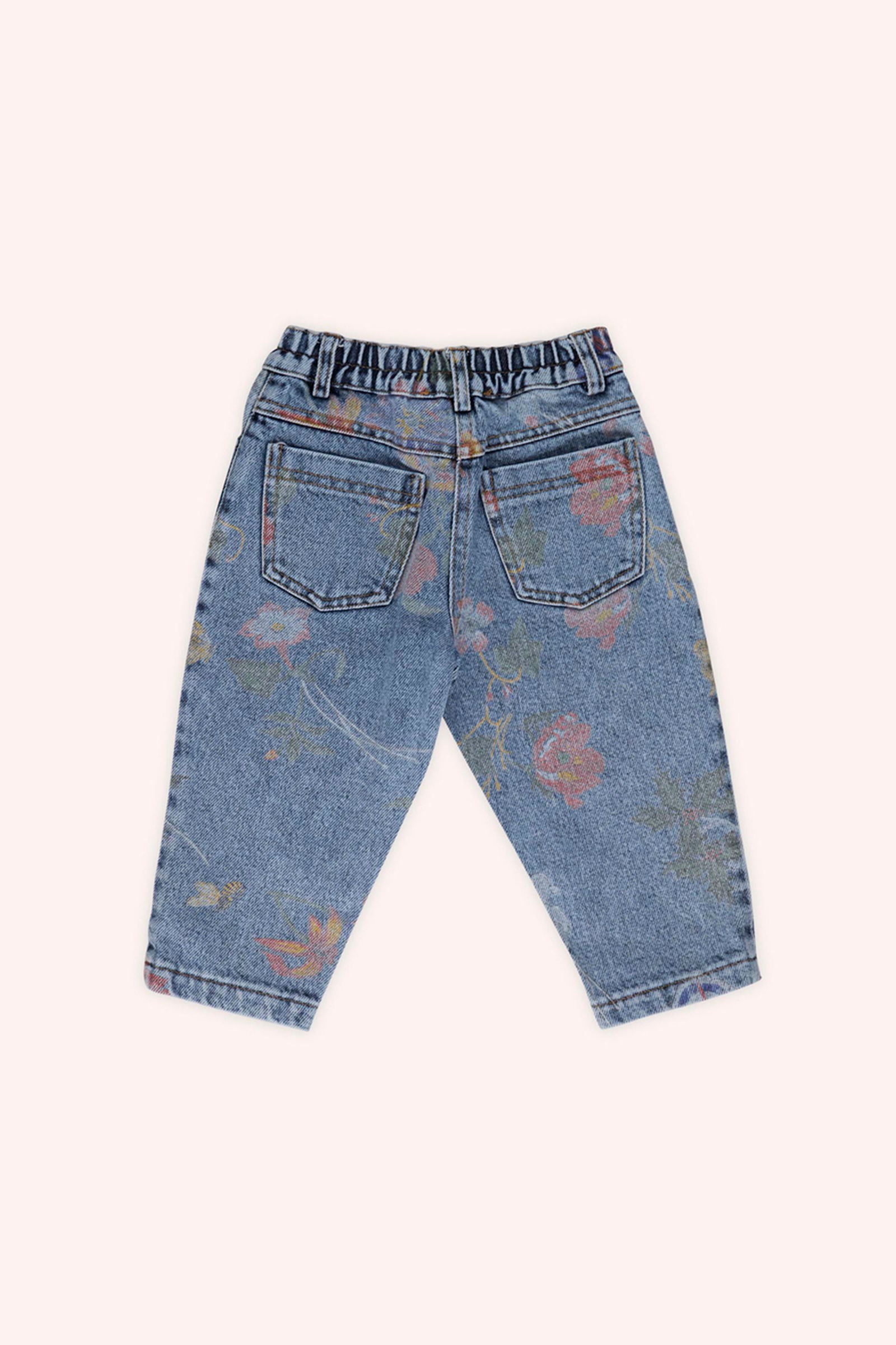 Blugi cu elastic in talie, PANCO - It`s Our Nature, Albastru Denim, pentru fetite