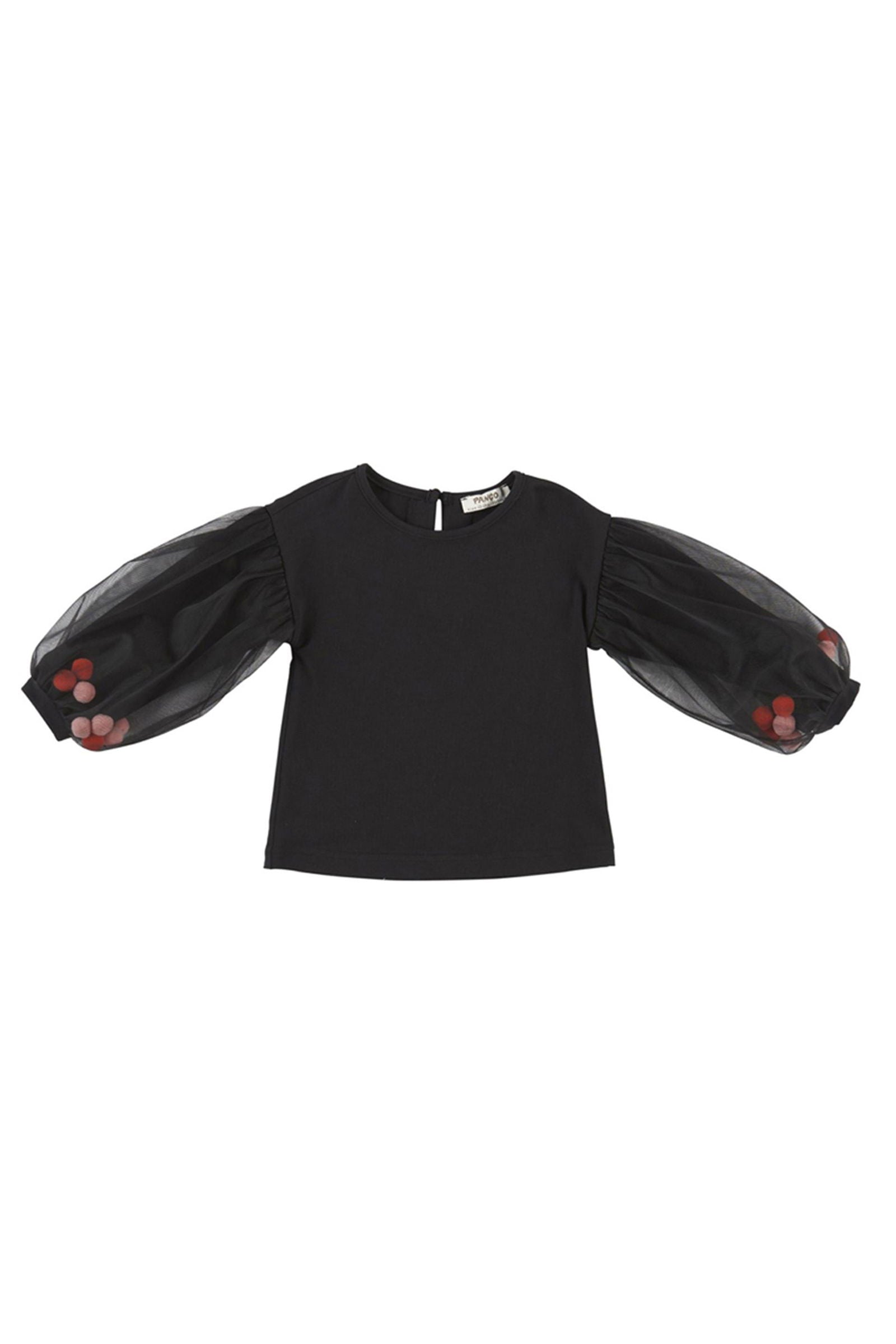 Bluza eleganta cu maneca lunga si Tull, PANCO - Good Day, Negru, pentru fetite