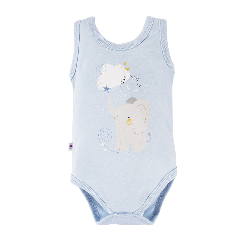 Body fara maneci cu model elefant, EEVI - Mellow, Bleu, pentru baietei