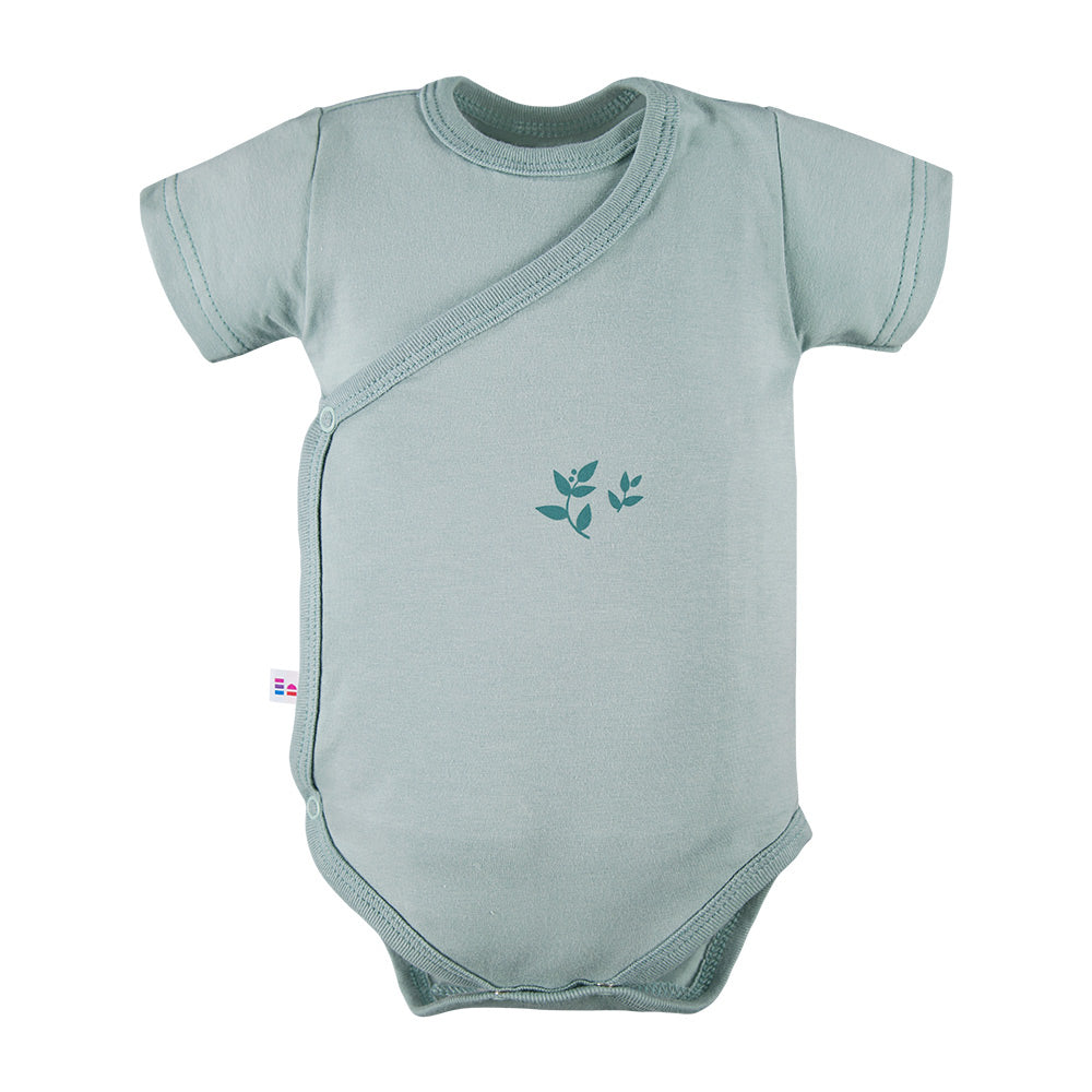 Body cu maneca scurta si model cu floare, EEVI - Petite, Verde, pentru fetite si baietei