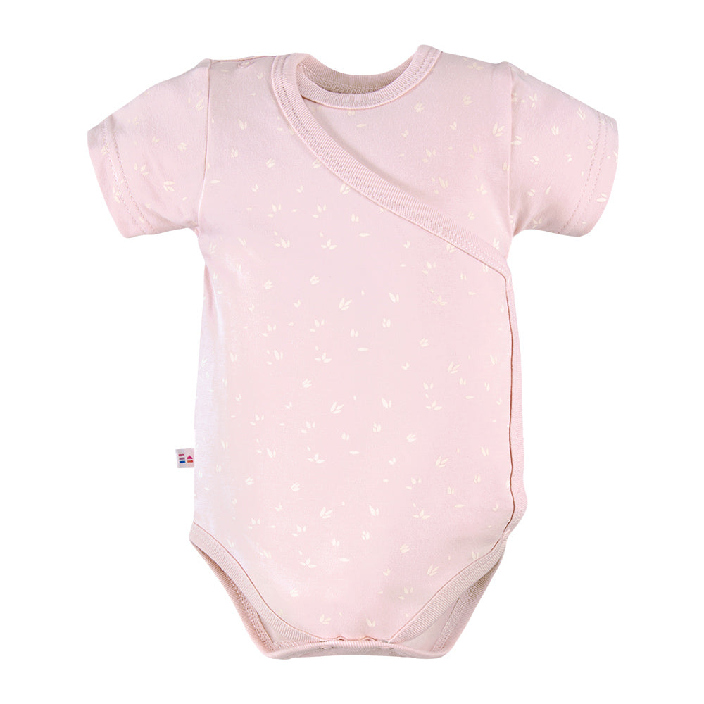 Body cu maneca scurta si model cu floricele, EEVI - Petite, Roz, pentru fetite