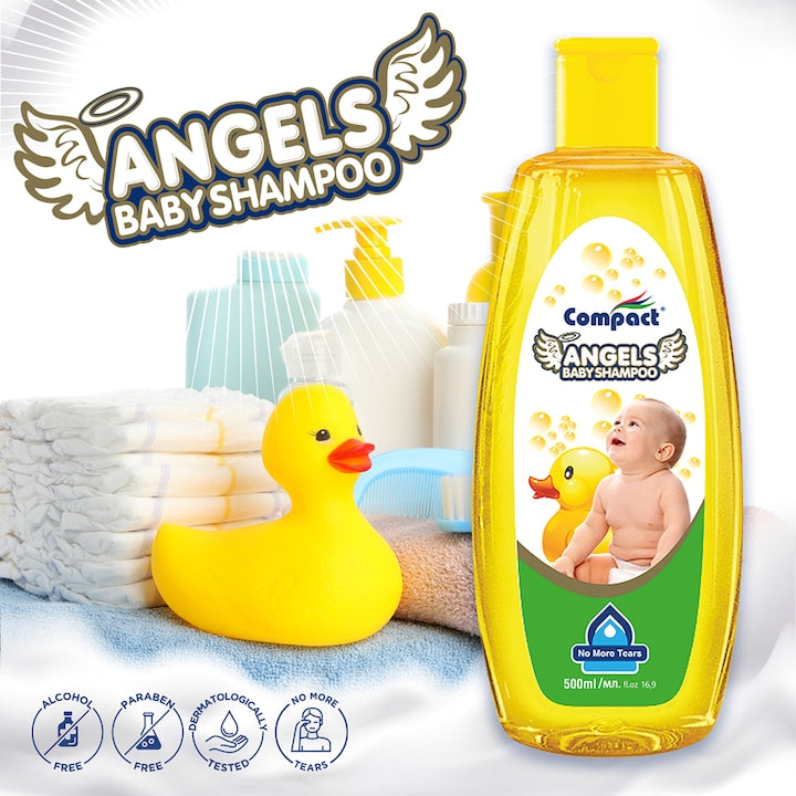 Sampon delicat Fara Lacrimi, ANGELS Baby 0+, Fara Parapeni, 0% Alcool,Testat Dermatologic, pentru bebelusi, 500 ml
