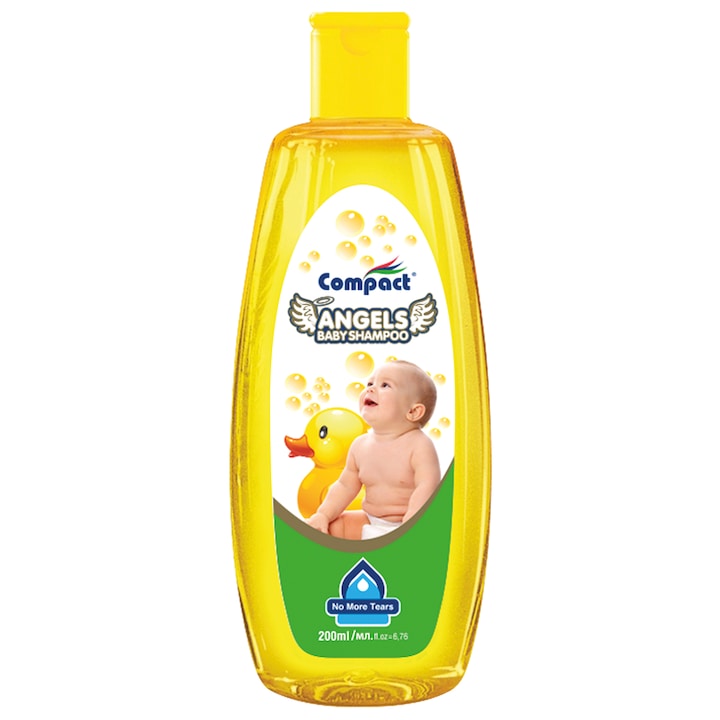 Sampon delicat Fara Lacrimi, ANGELS Baby 0+, Fara Parapeni, 0% Alcool, Testat Dermatologic, pentru bebelusi, 200 ml