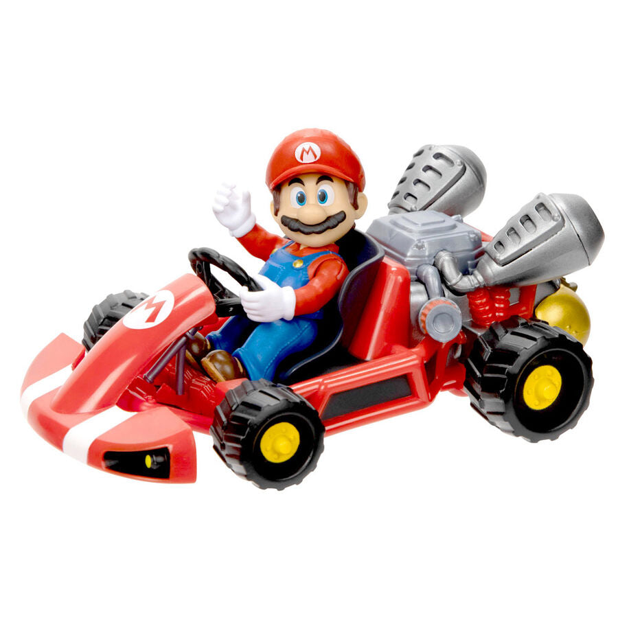 Super Mario Kart - SET Masinuta Mario Kart + Figurina , 7 cm, 1 buc