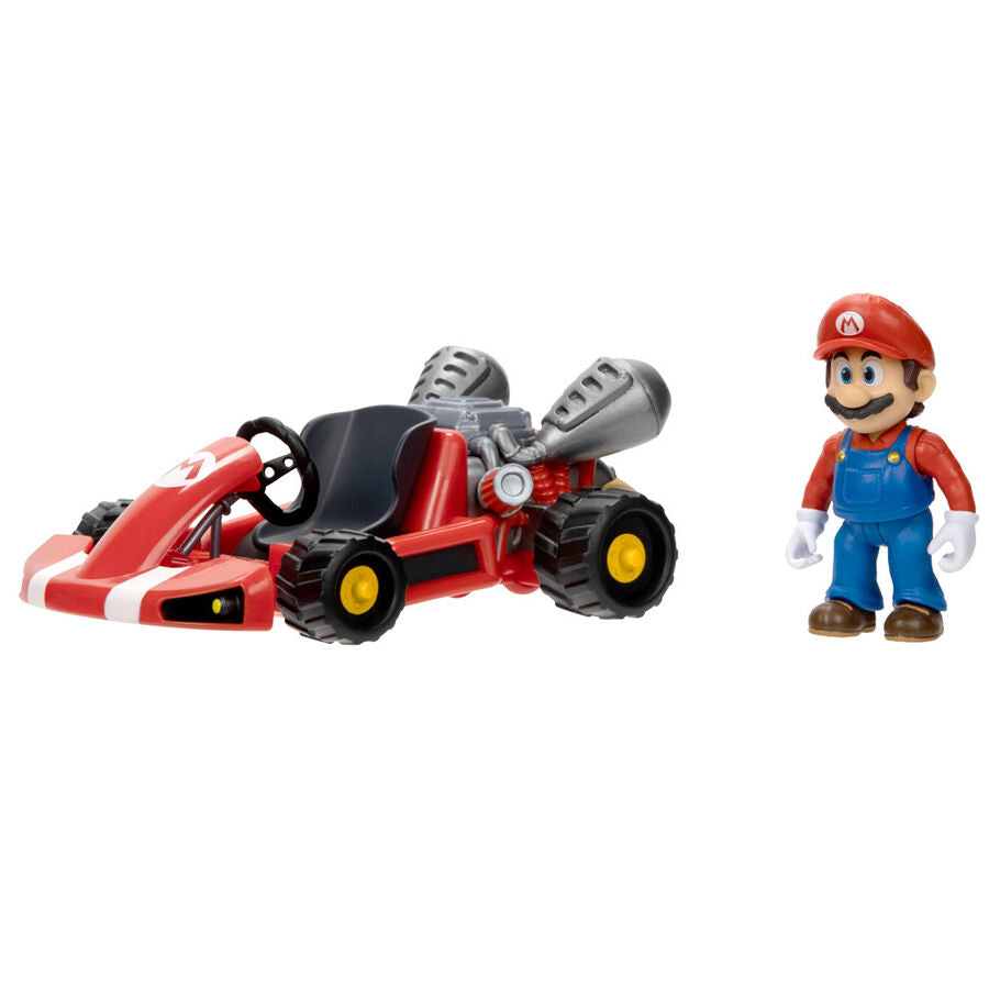 Super Mario Kart - SET Masinuta Mario Kart + Figurina , 7 cm, 1 buc